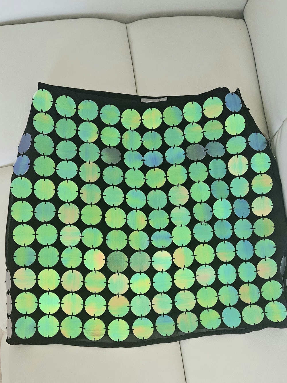ASOS Black Mini Skirt with Iridescent Green Discs